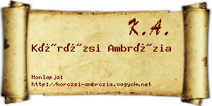 Körözsi Ambrózia névjegykártya